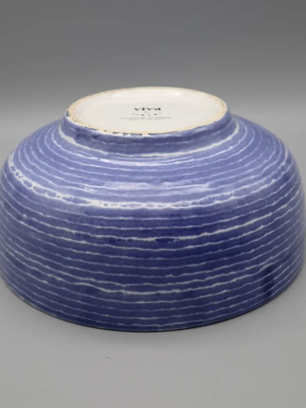 Viva Vietri Santorini Mosaic Blue Stripe Medium Footed Serving Bowl 8